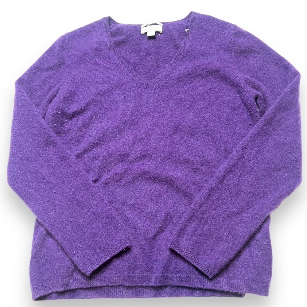 Charter Club Cashmere Sweater Size Medium Purple Vneck Long Sleeve
